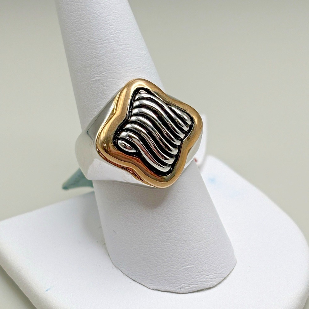 Lauren G Adams Ring 9 Rhodium Plated 18k Gold Plated Statement NEW $165